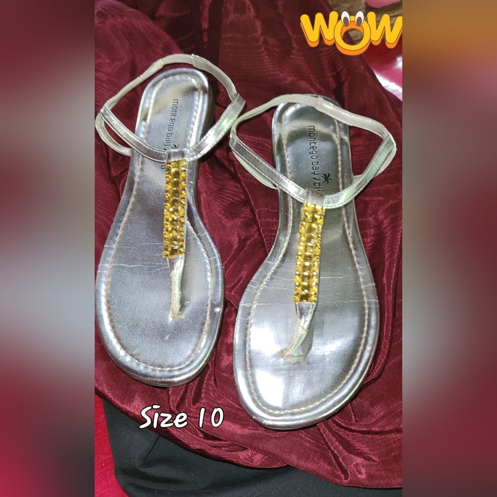 American Eagle Outfitters Silver and Gold Sandals
